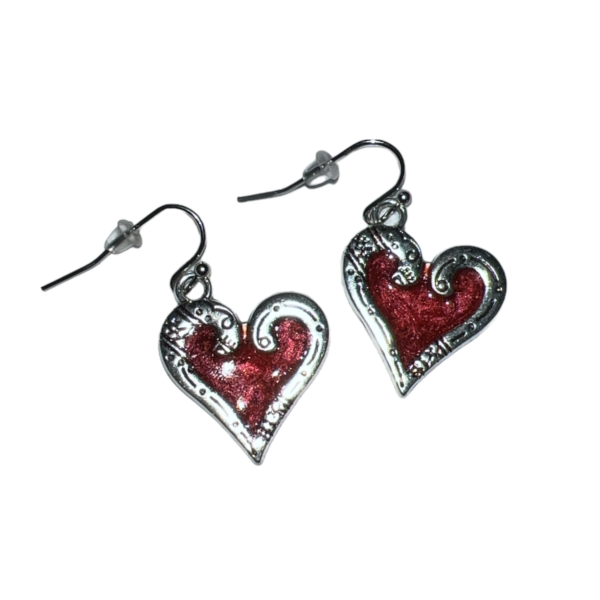 Red heart earrings - Image 3