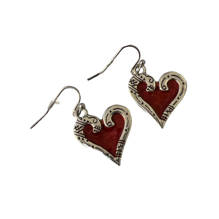 Red heart earrings