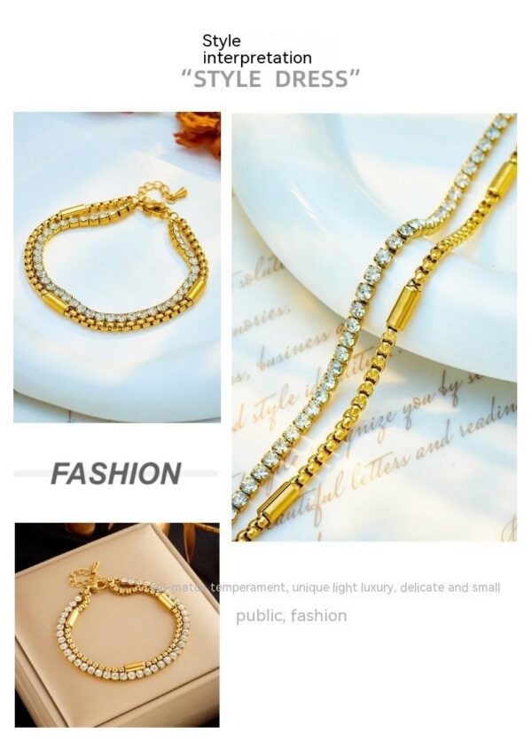 Hip Hop Cool Minority All-match Diamond Bracelet Multi-layer Twin Titanium Steel Chain Bracelet - Image 6