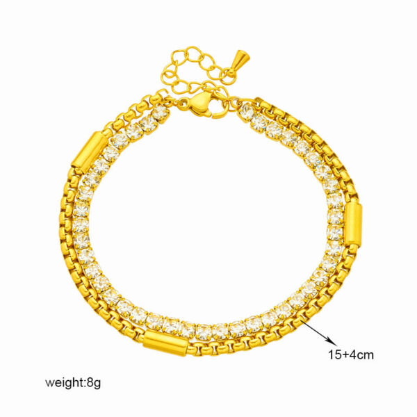 Hip Hop Cool Minority All-match Diamond Bracelet Multi-layer Twin Titanium Steel Chain Bracelet - Image 4