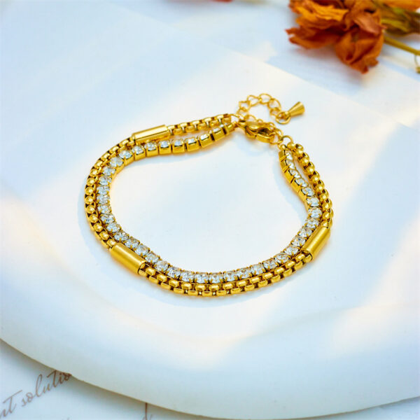 Hip Hop Cool Minority All-match Diamond Bracelet Multi-layer Twin Titanium Steel Chain Bracelet - Image 8