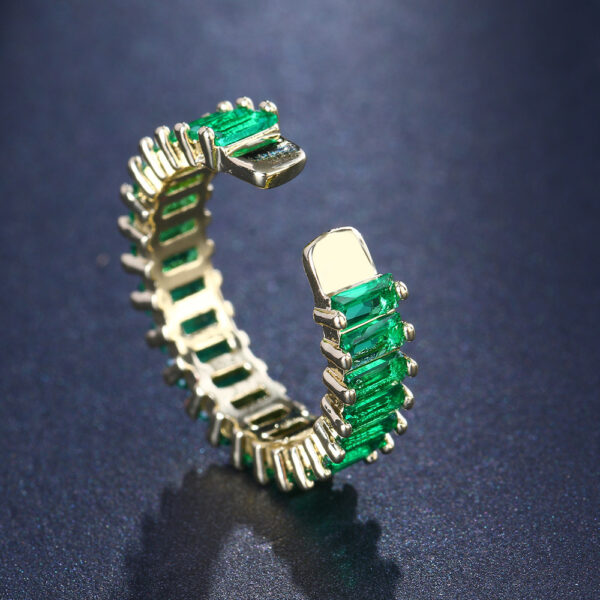 Fashion Emerald Open Zircon Ring Socialite Temperament Party Decorations - Image 2
