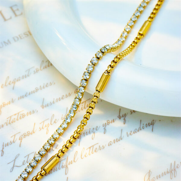 Hip Hop Cool Minority All-match Diamond Bracelet Multi-layer Twin Titanium Steel Chain Bracelet - Image 5