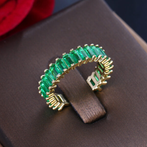 Fashion Emerald Open Zircon Ring Socialite Temperament Party Decorations - Image 9