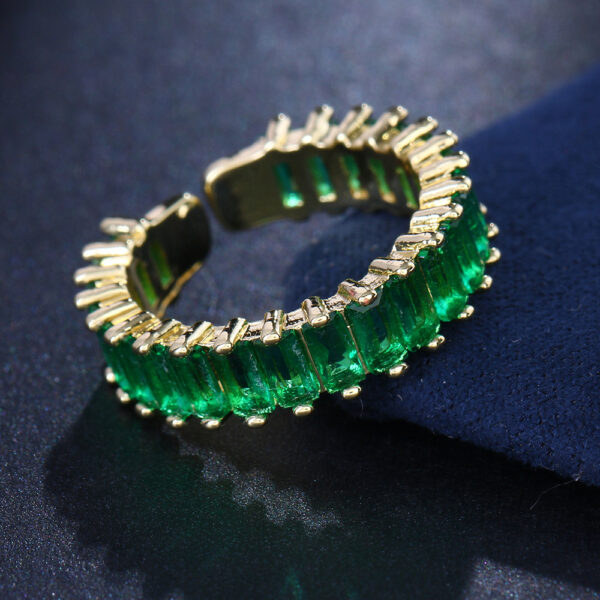 Fashion Emerald Open Zircon Ring Socialite Temperament Party Decorations - Image 5