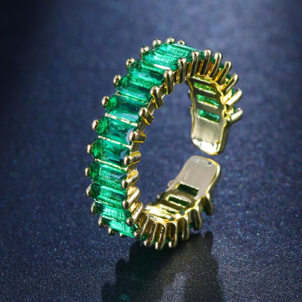 Fashion Emerald Open Zircon Ring Socialite Temperament Party Decorations - Image 4