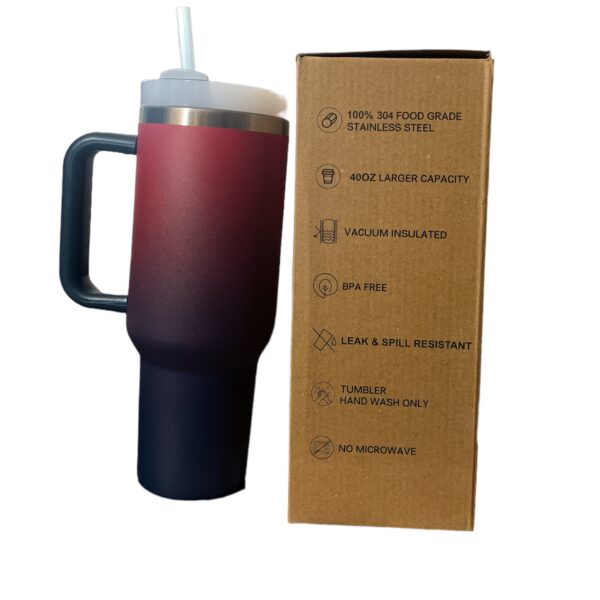Stainless Steel Tumbler with Handle, Straw and Lid | 40oz | insulated Reusable Cup - Image 36