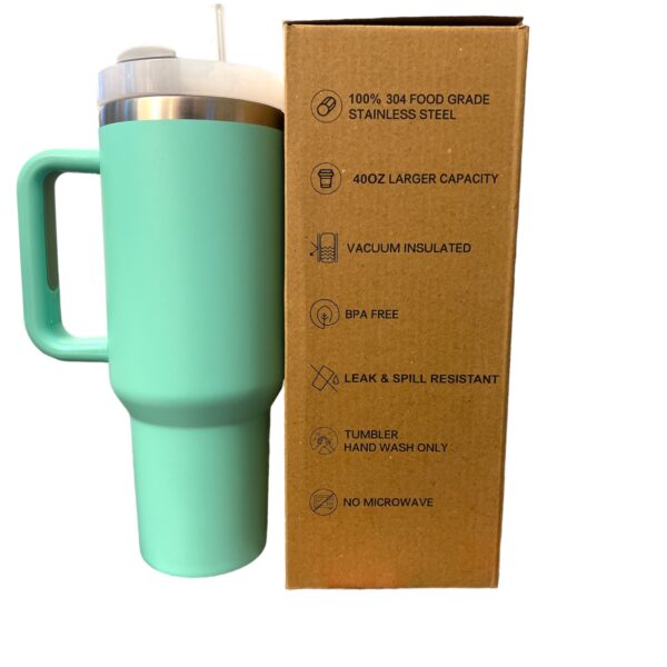 Stainless Steel Tumbler with Handle, Straw and Lid | 40oz | insulated Reusable Cup - Image 20