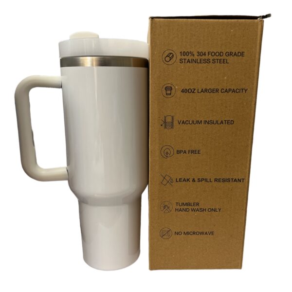 Stainless Steel Tumbler with Handle, Straw and Lid | 40oz | insulated Reusable Cup - Image 4