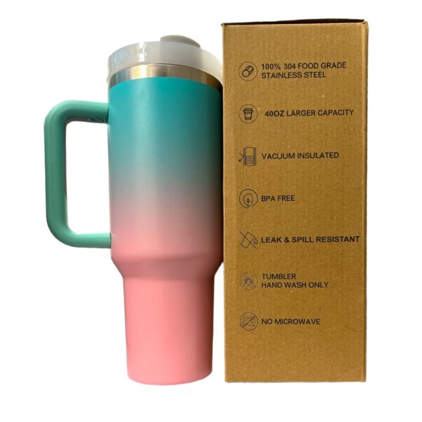 Stainless Steel Tumbler with Handle, Straw and Lid | 40oz | insulated Reusable Cup - Image 7